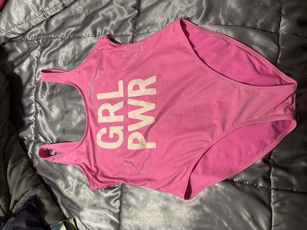 No Boundaries Juniors GRL PWR Pink Metallic One Piece Swimsuit Size L